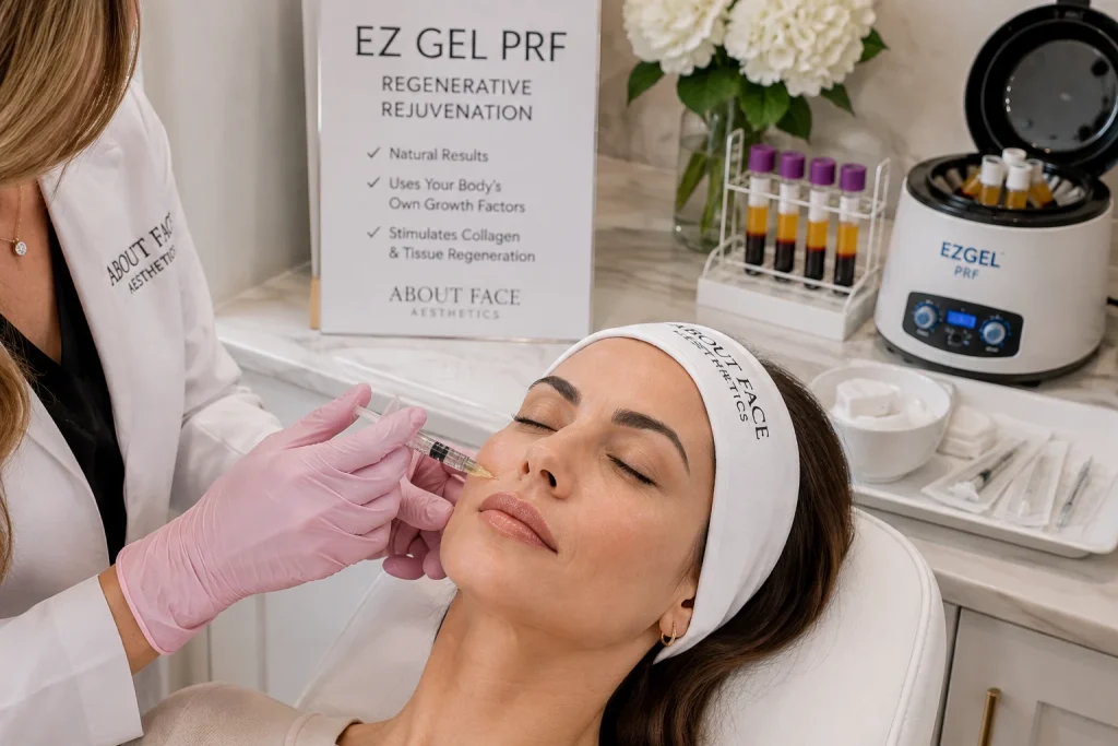 Why Estheticians Choose EZ Gel PRF Over Fillers EZ Gel PRF regenerative treatment at About Face Aesthetics in Philadelphia