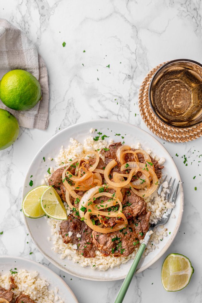 Filipino beef steak with cauliflower rice Filipino beef steak with cauliflower rice