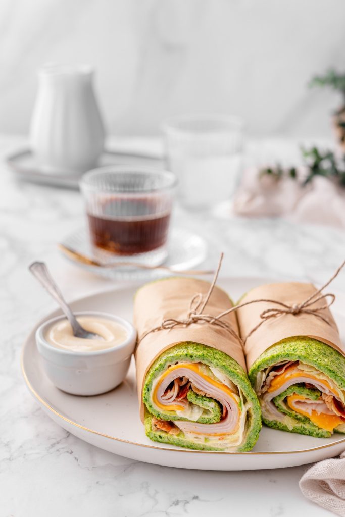 High-protein zucchini club sandwich wrap